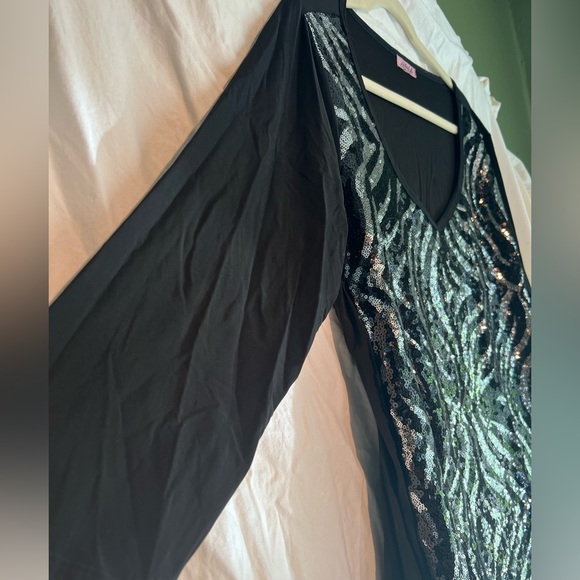 Citi Life Blouse Metallic Black Bling Size 2X - Picture 2 of 6